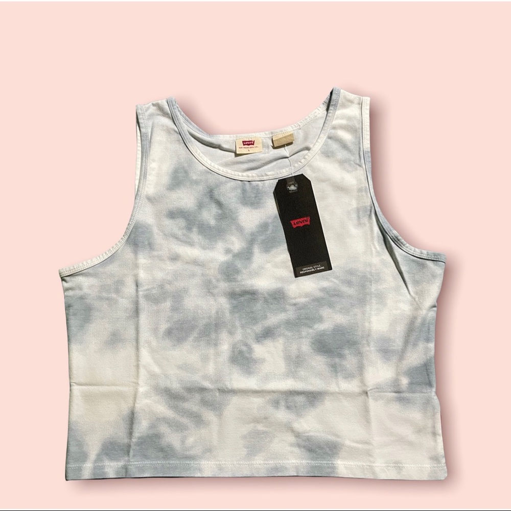 Levi's Blue and White Tie-Dye Crop Top